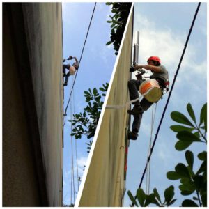 Lavoro su fune: ventilazione per colonna fognaria